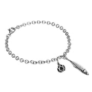 Sterling Silver Emma Stothard Silver Darling Whitby Jet Float Charm Bracelet, B1204.