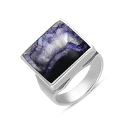 Sterling Silver Blue John Small Square Ring, R603.