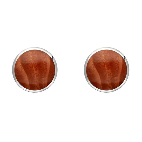Sterling Silver Jasper 6mm Classic Medium Round Stud Earrings, E003