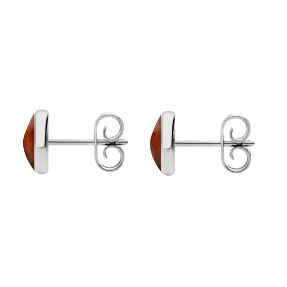 Sterling Silver Jasper 6mm Classic Medium Round Stud Earrings, E003
