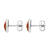 Sterling Silver Jasper 8mm Classic Large Round Stud Earrings, e004