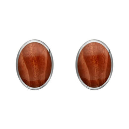 Sterling Silver Jasper 8 x 6mm Classic Medium Oval Stud Earrings, E006
