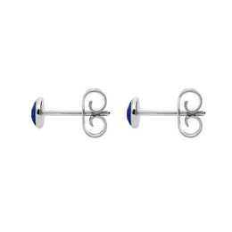 Sterling Silver Lapis Lazuli 4mm Classic Small Round Stud Earrings, E001
