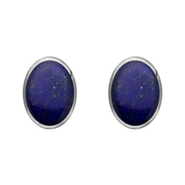 Sterling Silver Lapis Lazuli 8 x 6mm Classic Medium Oval Stud Earrings, E006