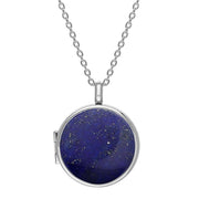 Sterling Silver Lapis Lazuli Medium Round Locket, P3550C