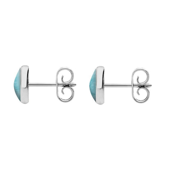 Sterling Silver Larimar 6mm Classic Medium Round Stud Earrings, E003
