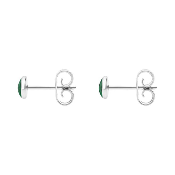 Sterling Silver Malachite 4mm Classic Small Round Stud Earrings, E001