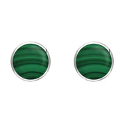 Sterling Silver Malachite 6mm Classic Medium Round Stud Earrings, E003