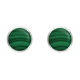 Sterling Silver Malachite 6mm Classic Medium Round Stud Earrings, E003