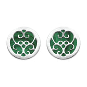 Sterling Silver Malachite Flore Filigree Stud Earrings, E1782