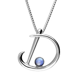 Sterling Silver Moonstone Love Letters Initial D Necklace, P3451C.