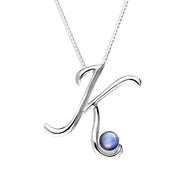 Sterling Silver Moonstone Love Letters Initial K Necklace, P3458C.