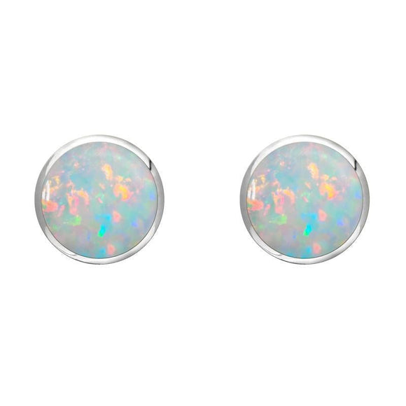 Sterling Silver Opal 6mm Classic Medium Round Stud Earrings, E003