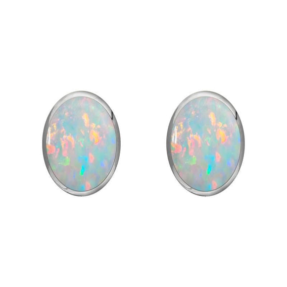 Sterling Silver Opal 7 x 5mm Classic Small Oval Stud Earrings, E005