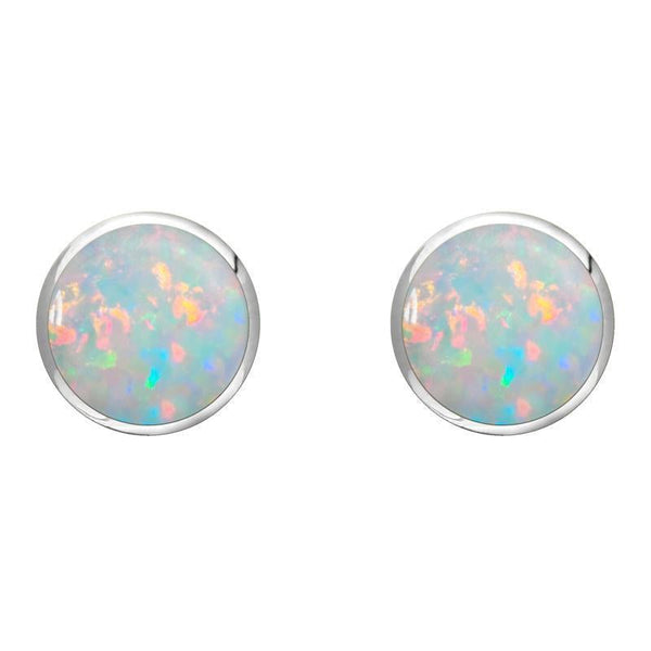 Sterling Silver Opal 8mm Classic Large Round Stud Earrings, e004