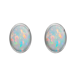 Sterling Silver Opal 8 x 6mm Classic Medium Oval Stud Earrings, E006