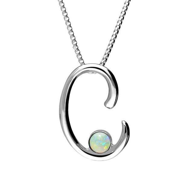 Sterling Silver Opal Love Letters Initial C Necklace, P3450.