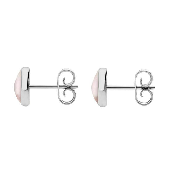 Sterling Silver Pink Mother of Pearl 6mm Classic Medium Round Stud Earrings, E003