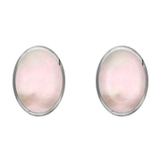 Sterling Silver Pink Mother of Pearl 8 x 10mm Classic Large Oval Stud Earrings, E007