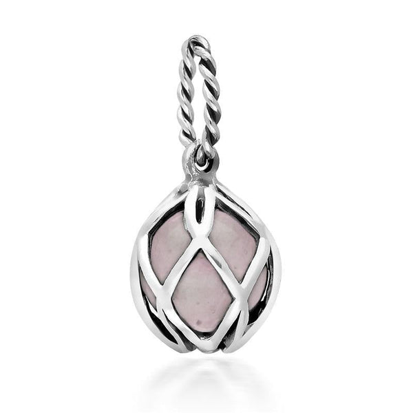 Sterling Silver Rose Quartz Emma Stothard Silver Darling 8mm Float Charm, G970.