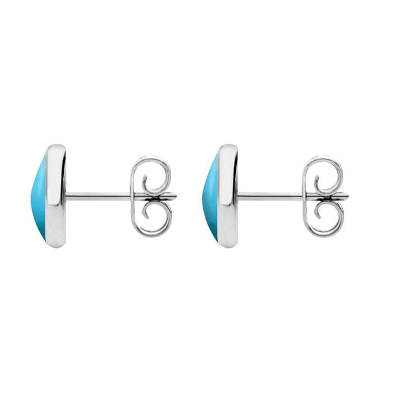 Sterling Silver Turquoise 8mm Classic Large Round Stud Earrings, E004.