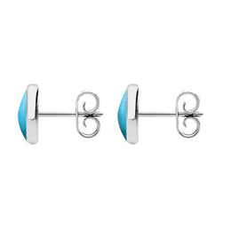 Sterling Silver Turquoise 8mm Classic Large Round Stud Earrings, E004.