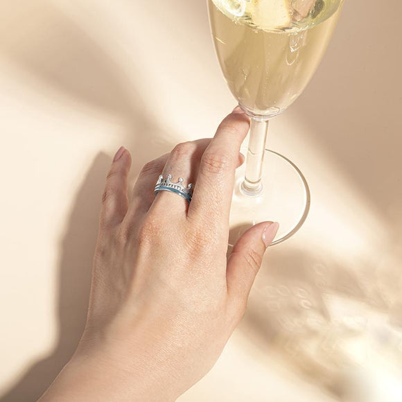 Sterling Silver Turquoise Diamond Tiara Patterned Band Ring. R1222.