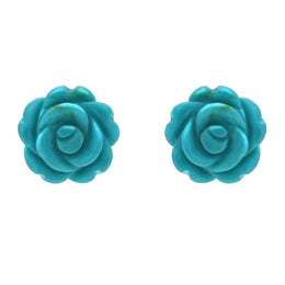 Sterling Silver Turquoise Tuberose Carved Rose Two Piece Set