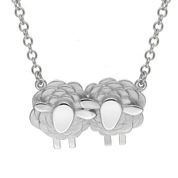 Sterling Silver Two Large Sheep Necklace, N1138