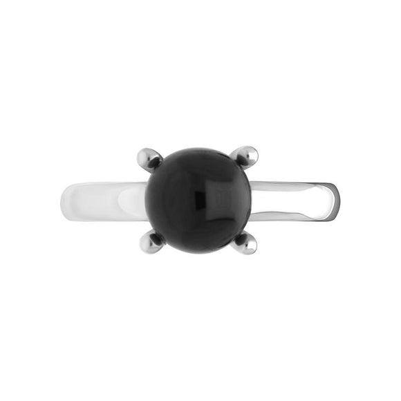Sterling Silver Whitby Jet 8mm Round Bead Ring, R663_2