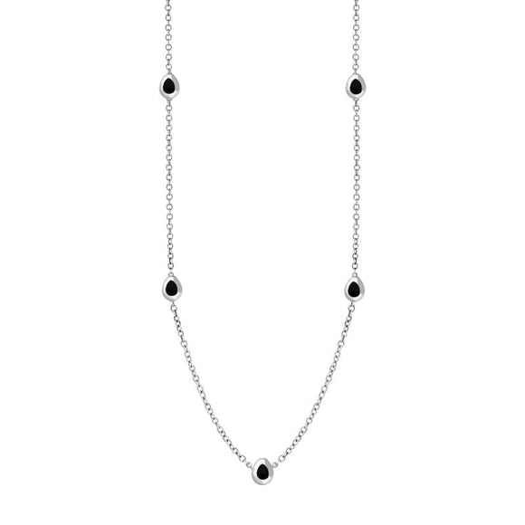 Sterling Silver Whitby Jet Cross Link Disc Chain Necklace, N748.