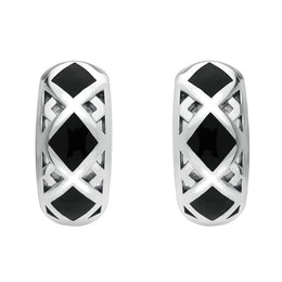 Sterling Silver Whitby Jet Curved Crossover Three Piece Set P2712 E2023 B995