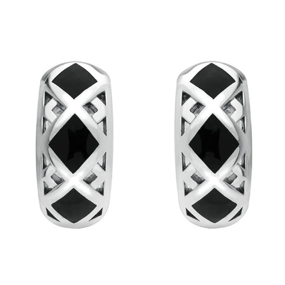 Sterling Silver Whitby Jet Curved Two Piece Set P2712 E2023