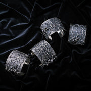 Sterling Silver Whitby Jet Gothic Spider Cuff Bangle. B1201 styles