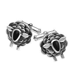 Sterling Silver Whitby Jet Sheep Cufflinks, CL547.