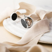 Sterling Silver Whitby Jet Small Round Locket, P3549C.