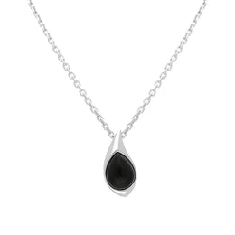 Sterling Silver Whitby Jet Teardrop Pendant, P2529