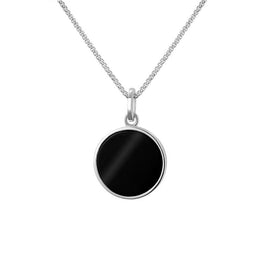 Sterling Silver Whitby Jet Zodiac Scorpio Round Necklace, P3607_2