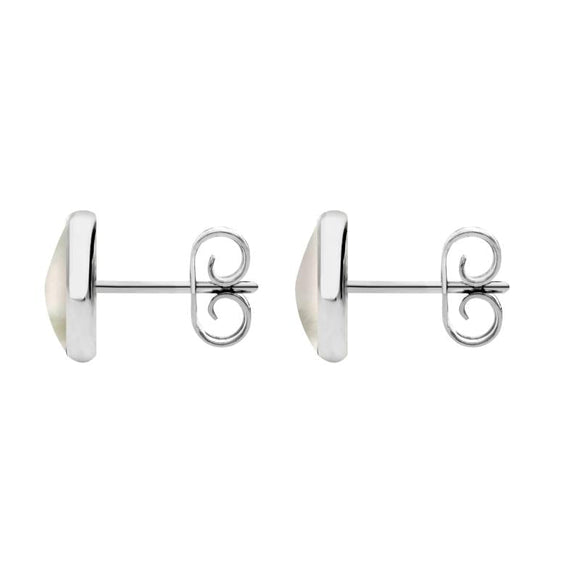 Sterling Silver White Mother of Pearl 8mm Classic Large Round Stud Earrings, e004