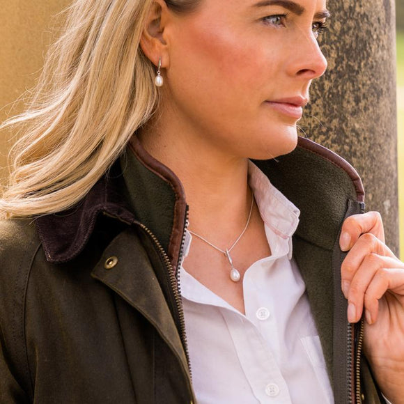 Sterling Silver White Pearl Pod Top Drop Earrings