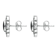 Sterling Silver Whitby Jet Marcasite Round Bead Edge Two Piece Set, S153