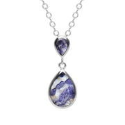 Sterling Silver Blue John Double Pear Drop Necklace, P2718.