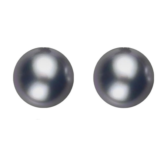 Sterling Silver 6mm Black Freshwater Pearl Stud Earrings. E619.