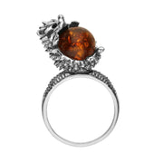 Sterling Silver Amber Medium Hedgehog Ring R1163