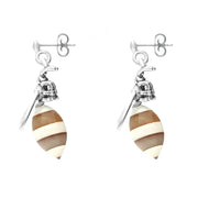 Sterling Silver Amber Small Bee Drop Earrings E2423