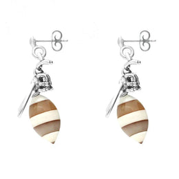 Sterling Silver Amber Small Bee Drop Earrings E2423