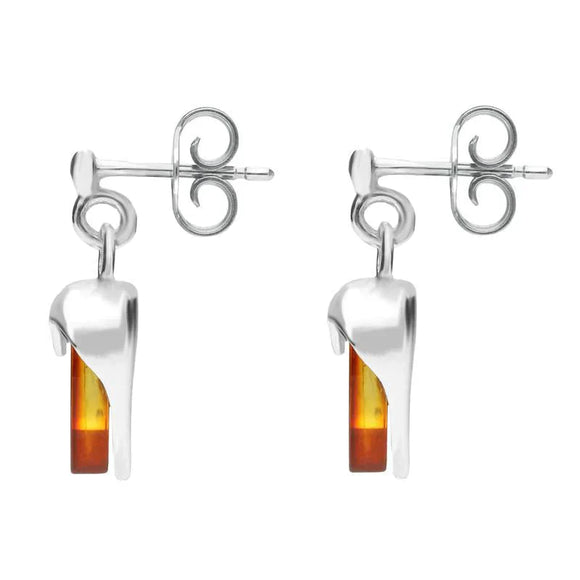 Sterling Silver Amber Small Heart Earrings E2328