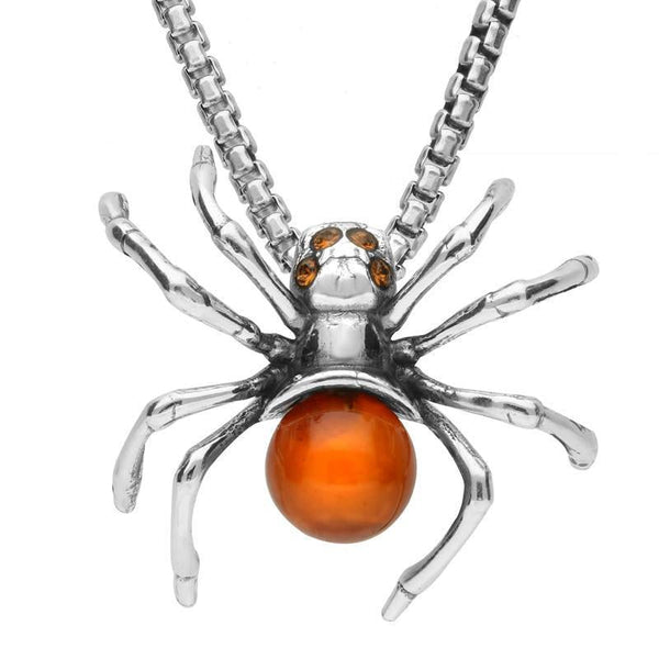 Sterling Silver Amber Spider Necklace P3158