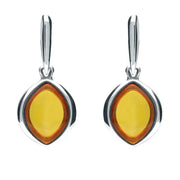 Sterling Silver Amber Wide Marquise Drop Earrings E1562
