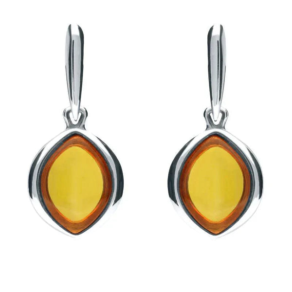 Sterling Silver Amber Wide Marquise Drop Earrings E1562